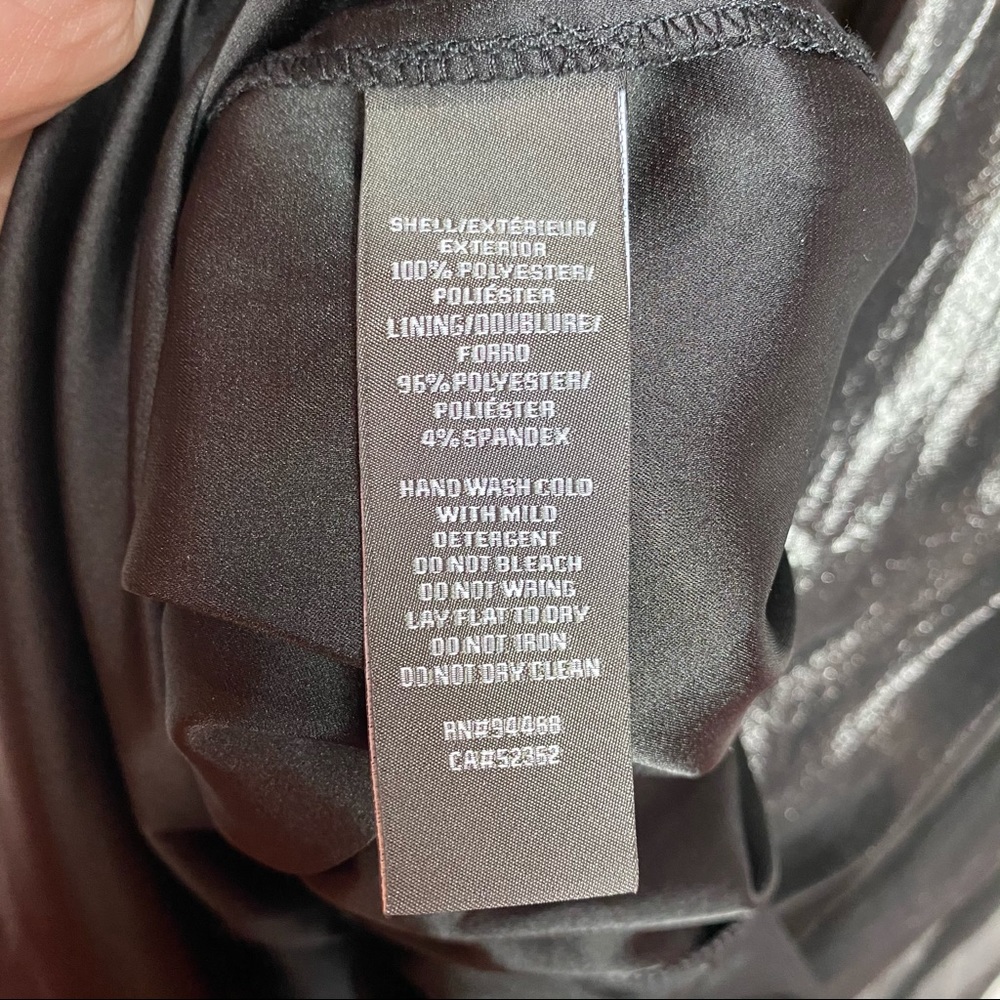 NEW Vera Wang Metallic Black Silver Evening Chiffon Dress $368 - Picture 6 of 8